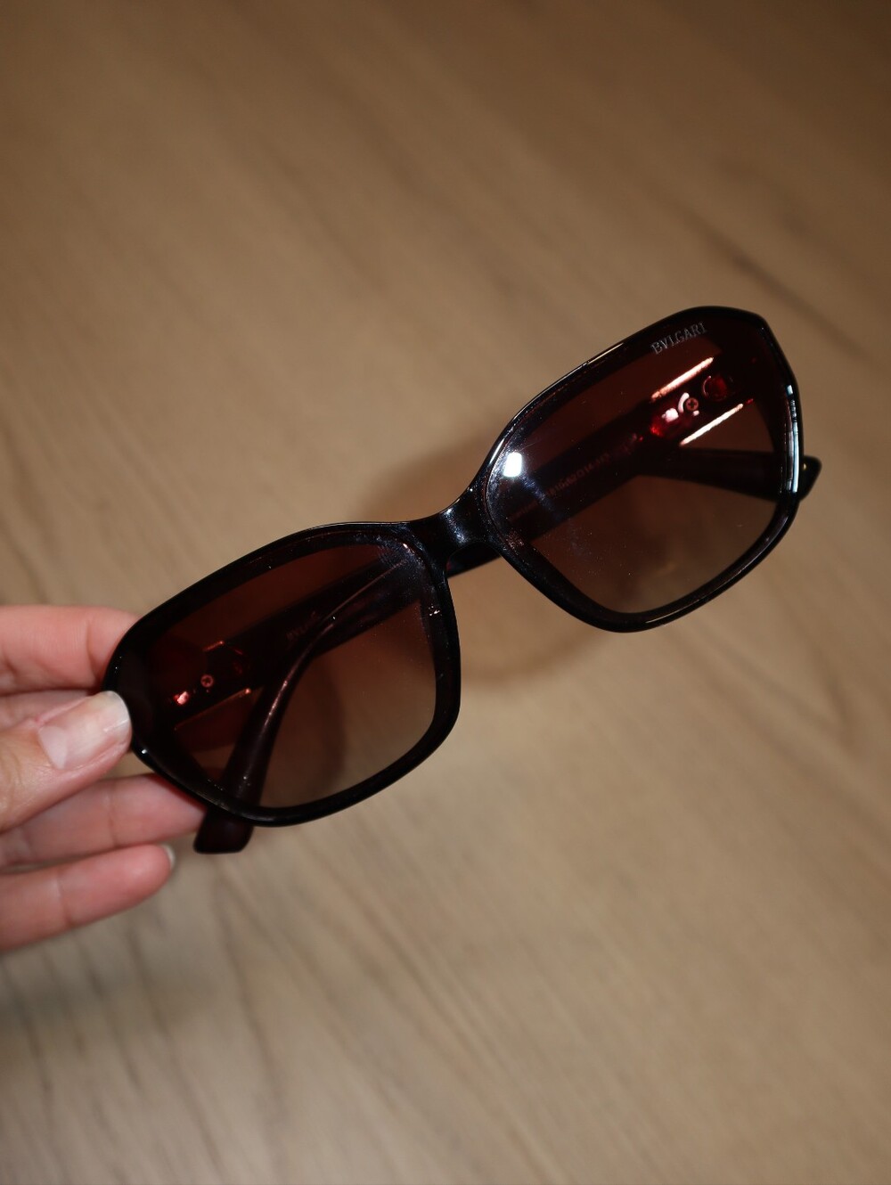 Bulgari Black Frame Sunglasses with Brown Lenses